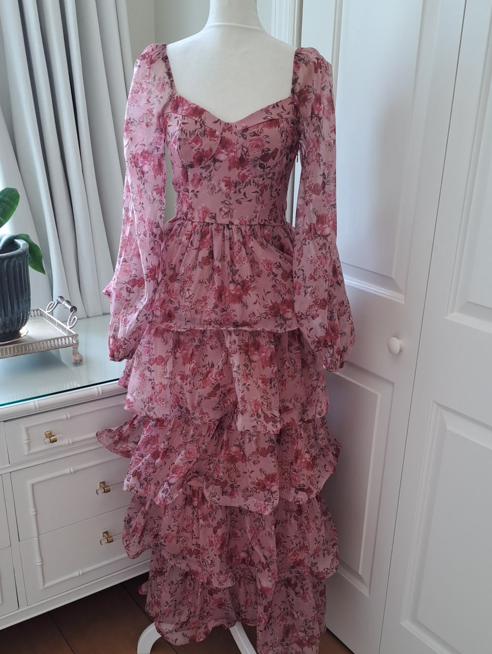 If By Sea Anthropologie Womens Mauve Floral Party/Wedding/Occasion Maxi Dress XS